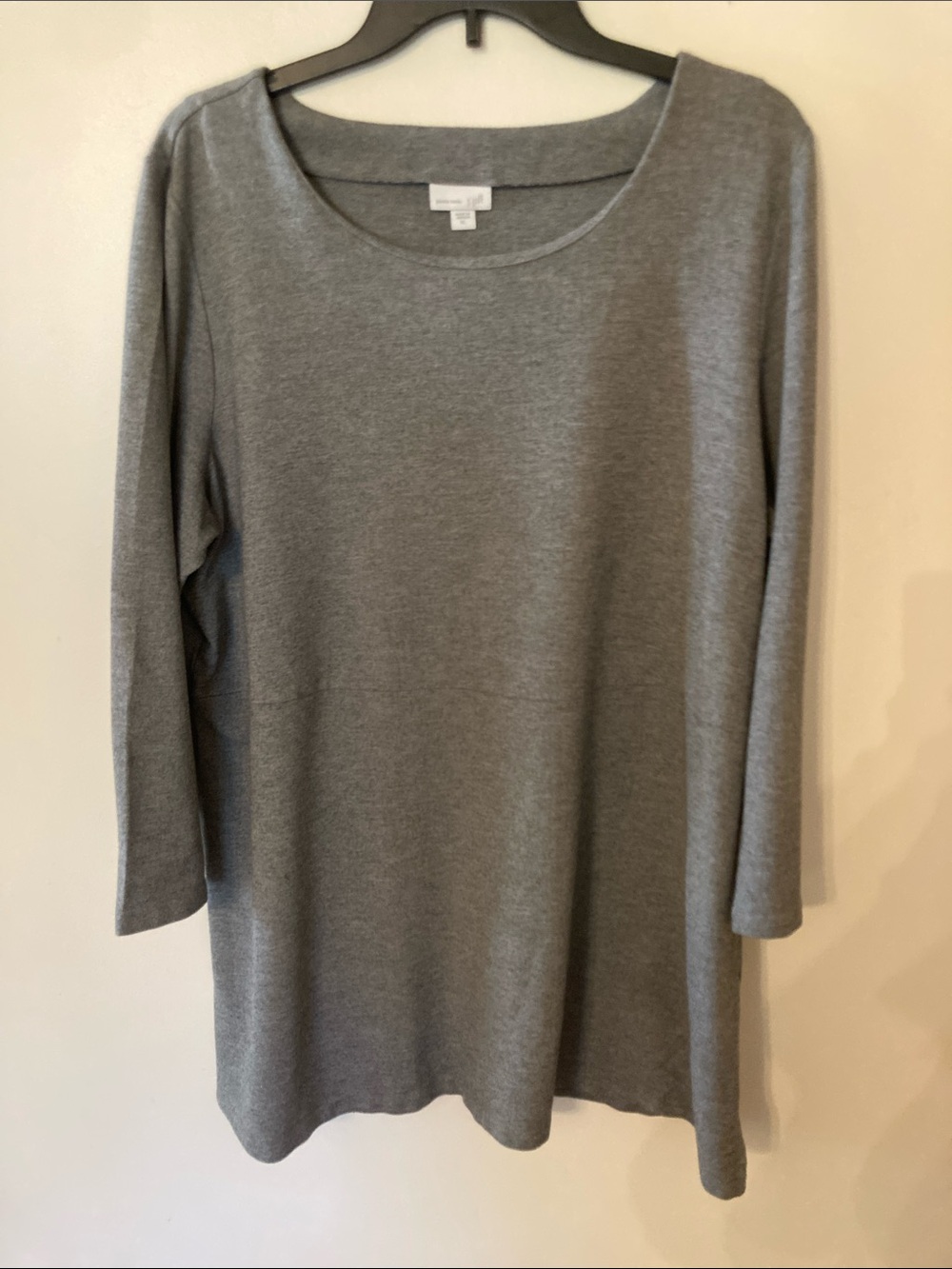 J. Jill Grey Scoop Neck Long Sleeve Top